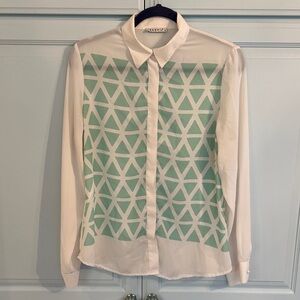 Chic Sheer Geometric Blouse Size 4